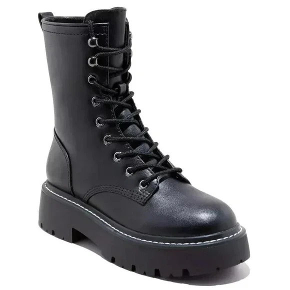 Wild Fable Womens Logan Lug Combat Boots w/ Memory Foam Insole Black 7.5 NEW - Picture 1 of 4